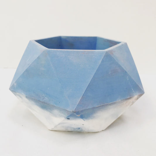 Vaso in cemento serie Giunone vianco e azzurro