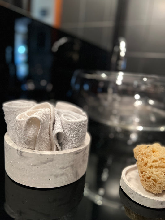 bowl in cemento bianco marmorizzato