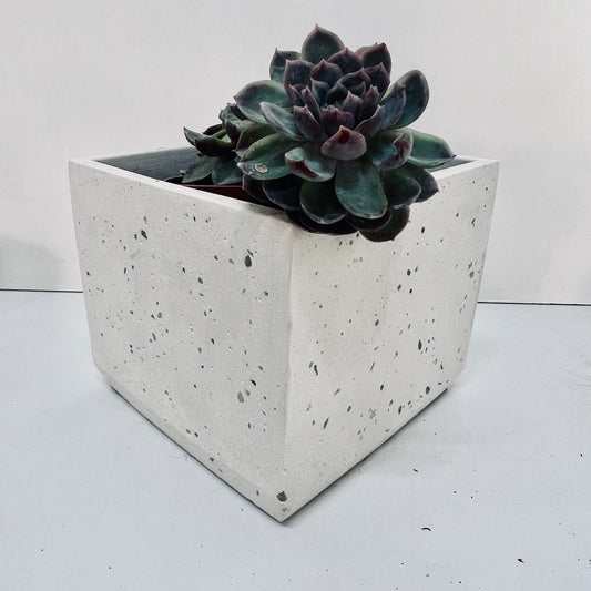Vaso in cemento serie Guendalina terrazzo bianco